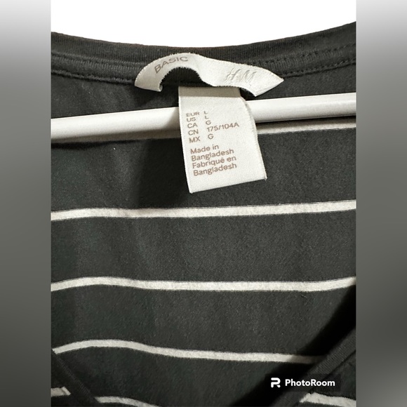 H&M jersey striped dress v neck basic dress Grey dress tee - Picture 6 of 6